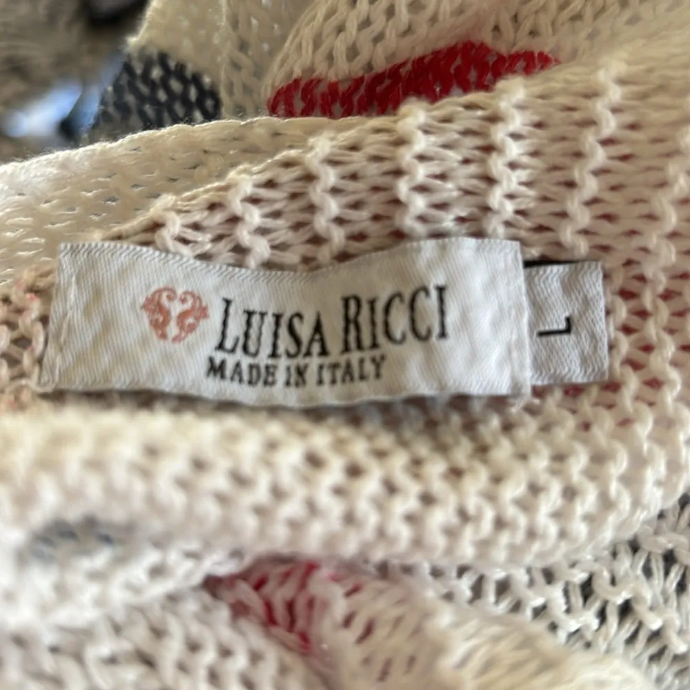Luisa Ricci Polka Dot Knit Sweater Sz L Cold Shoulder Cropped Made in Italy White Size L - Image 5
