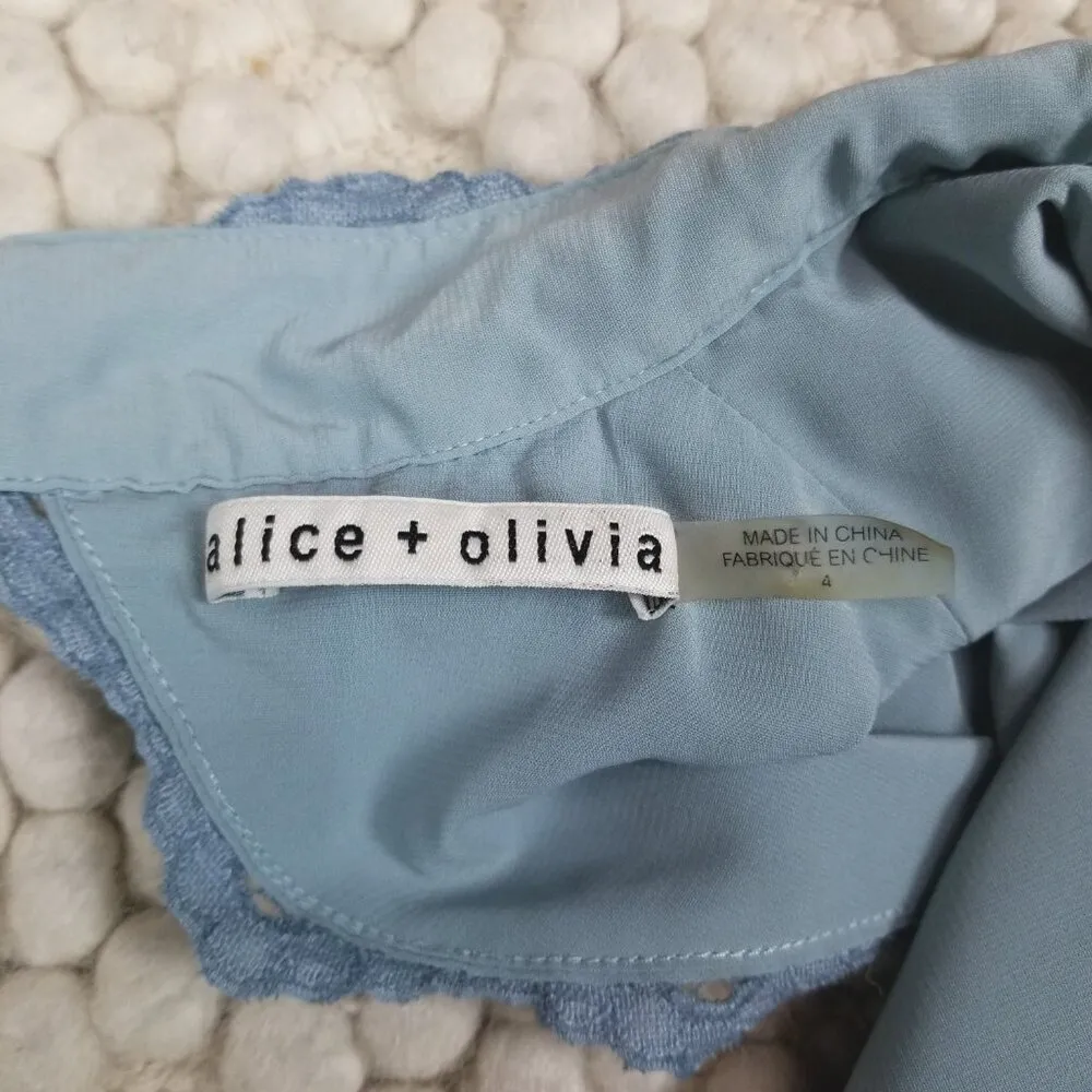 Alice + Olivia Maureen Lace Dress Light Blue Sz 4 - Image 12