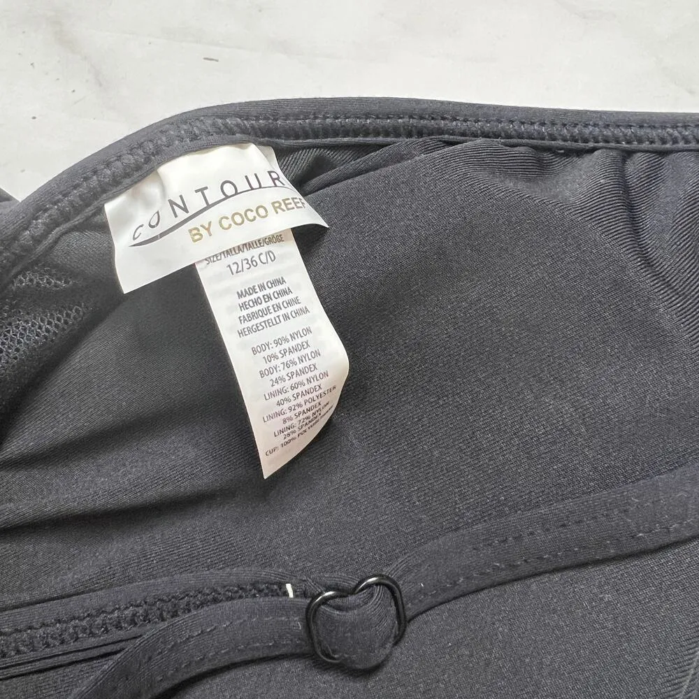 Contours Coco Reef Black Mesh One Piece Swimsuit Size 12 36 C/D Underwire New - Image 7