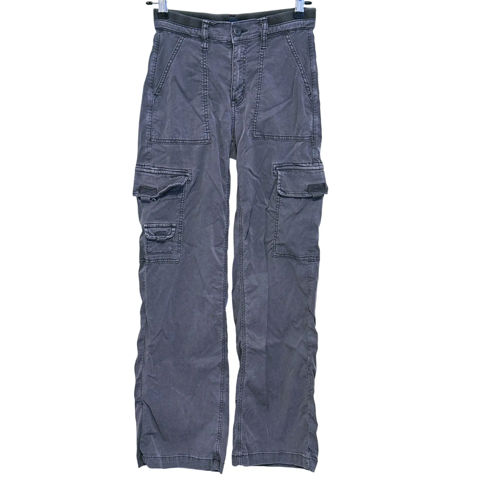 American Eagle Y2K Parachute Utility Cargo Pants 000 Gray Gorpcore Streetwear - Image 2