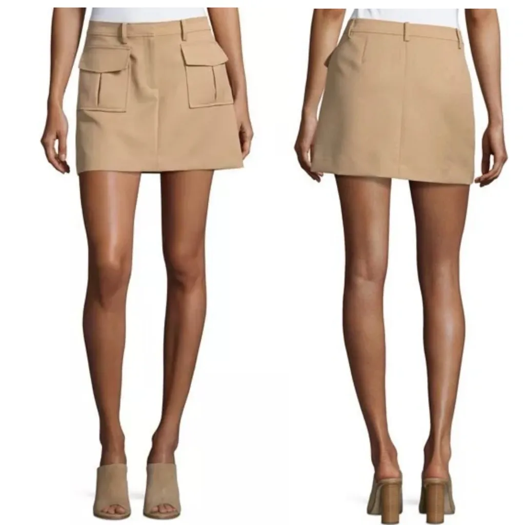 Theory Lupah Prospective‎ Safari Mini Skirt Womens Tan Size 6 Office Event NEW - Image 2