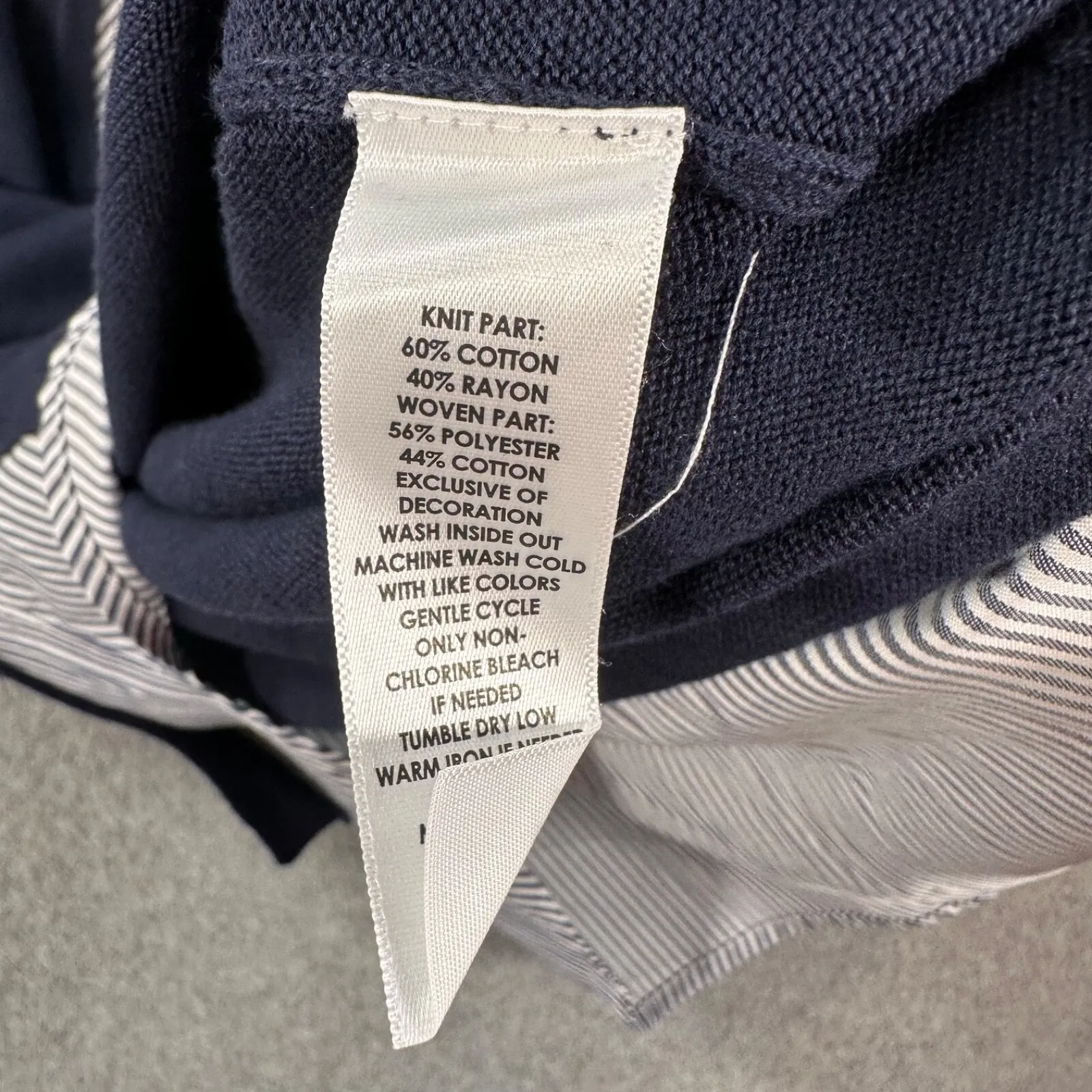 Crown & Ivy Layered Sweater Floral Embroidered Women's Large Navy Blue Stripe - Image 8