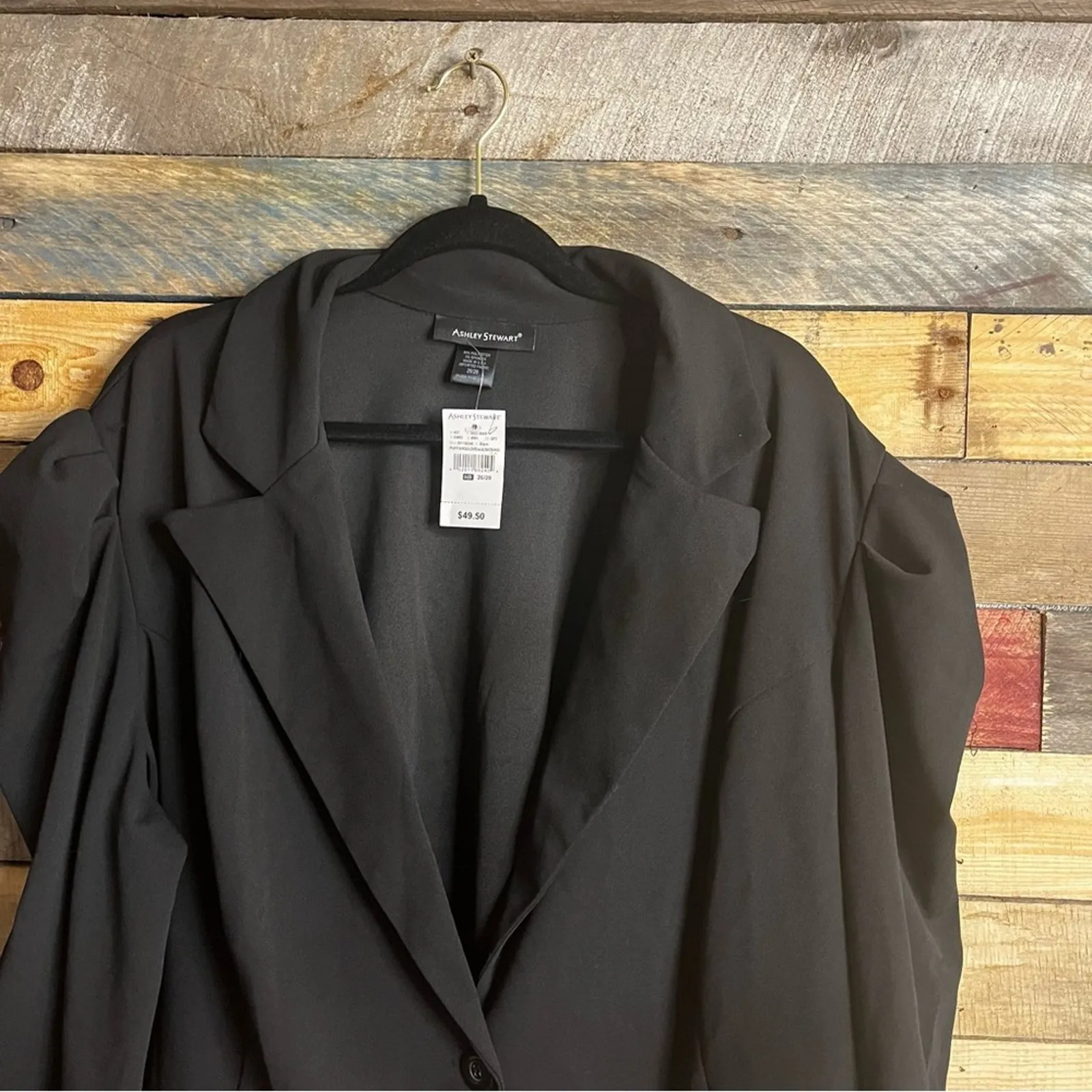 Ashley Stewart Black Blazer With‎ Ruched Shoulders Size 26/28 - Image 3