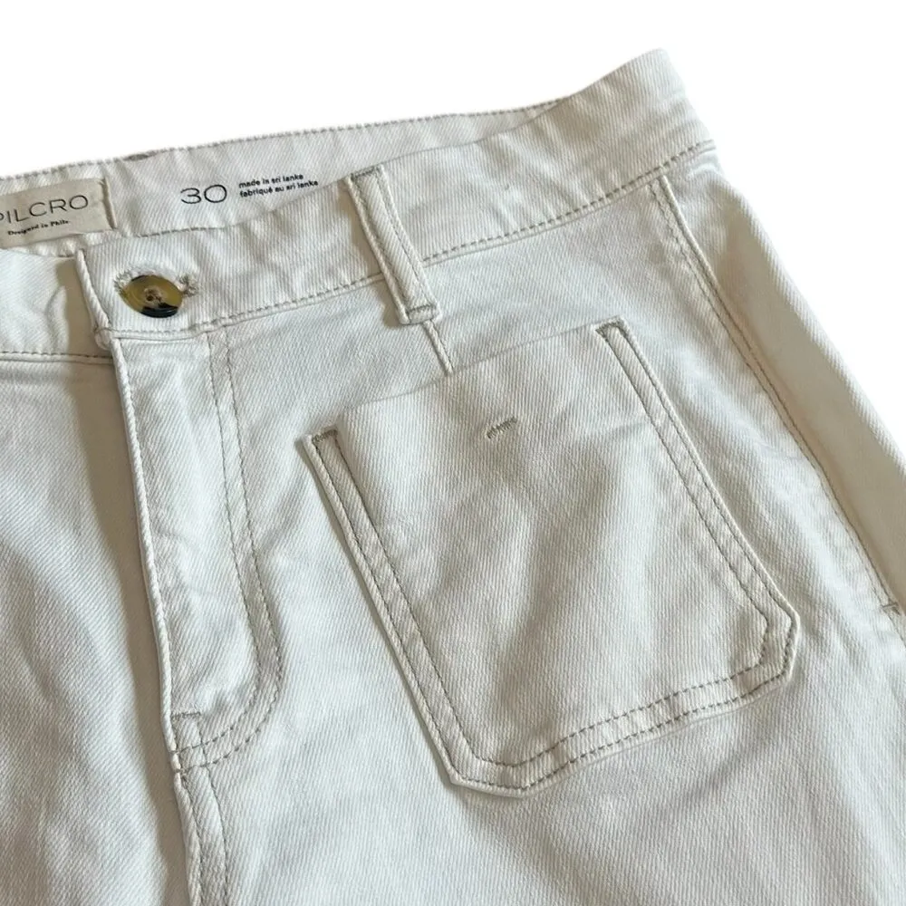 Pilcro Anthropologie Wide Leg Off-White Pants Casual High Rise Size 30 Women's - Image 6