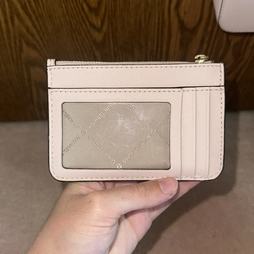 Michael Kors Set Blush Pink Crossbody Bag Wallet Keyholder Keychain - Image 11