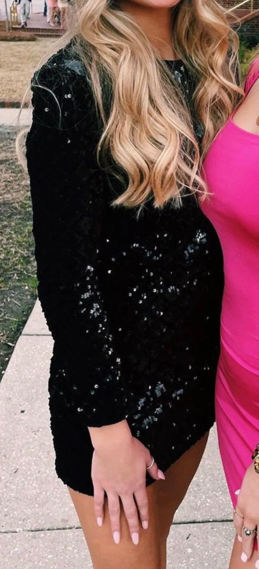 Black Mini Dress Long Sleeve Size 2 - Image 2