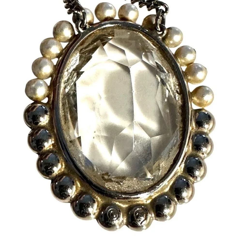 Swarovski Calista Palladium Plated Steel Crystal & Pearl Long Adjustable Pendant - Image 7