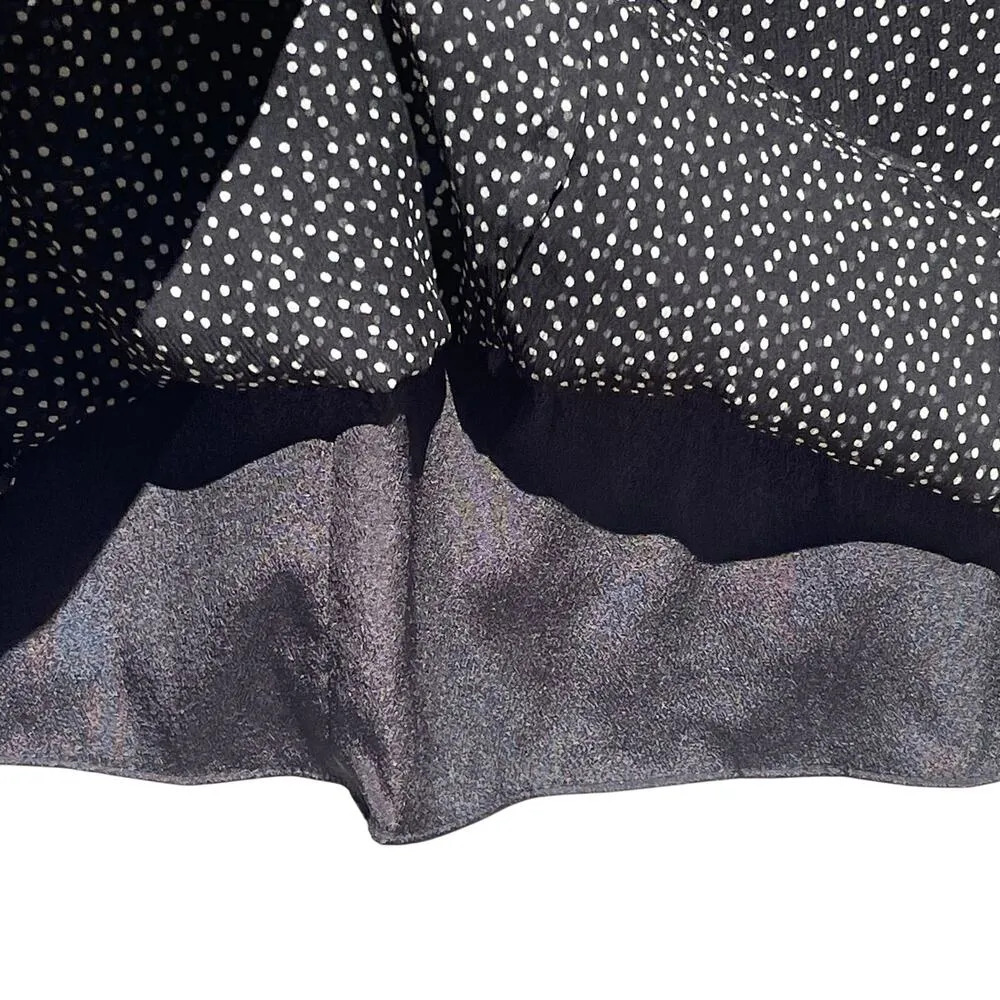 J CREW Women’s Silk Black and White Polkdot A-line Midi Dress size 12 - Image 4