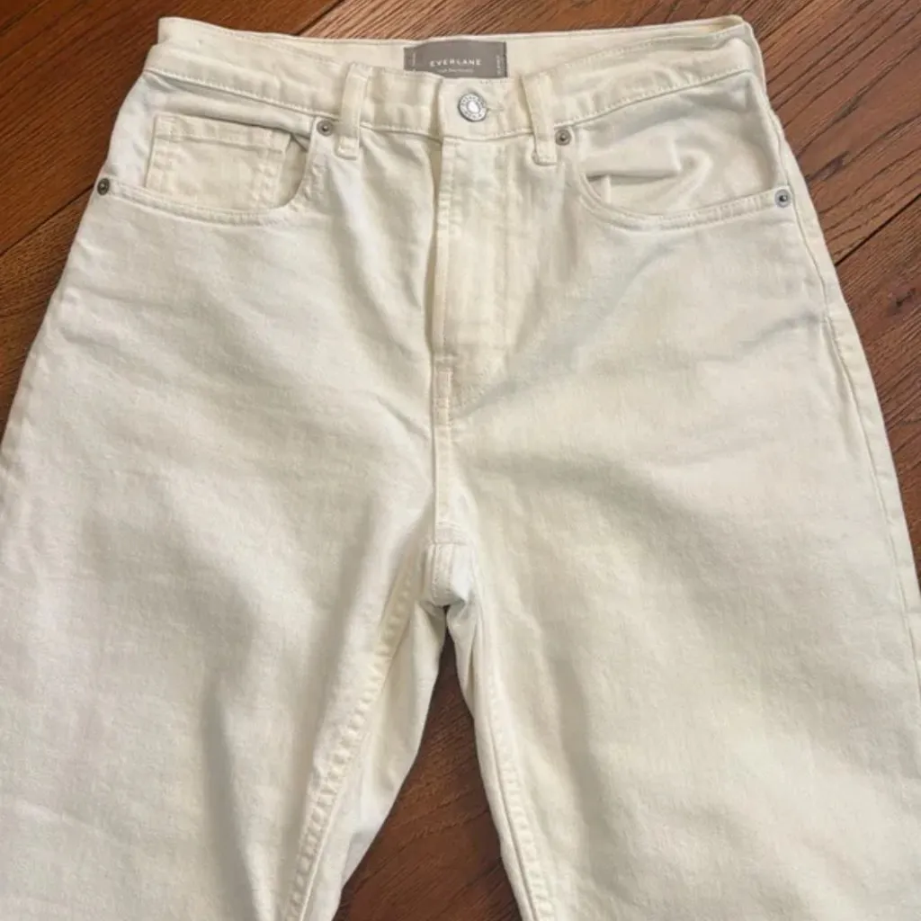 Everlane high rise Straight Leg Jeans white bone color size 26 - Image 4