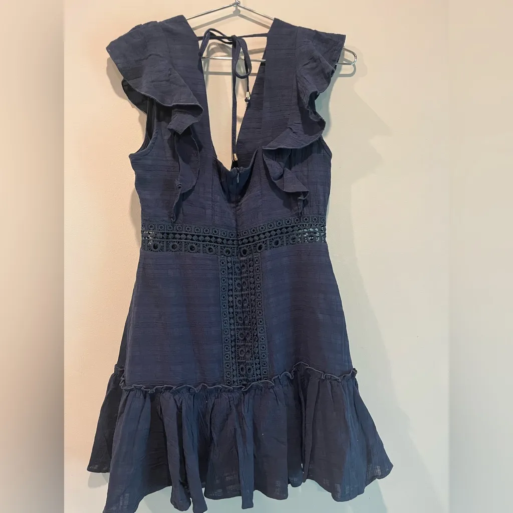 Francesca's Collections Deep Blue Lace Mini Dress Size M - Image 4