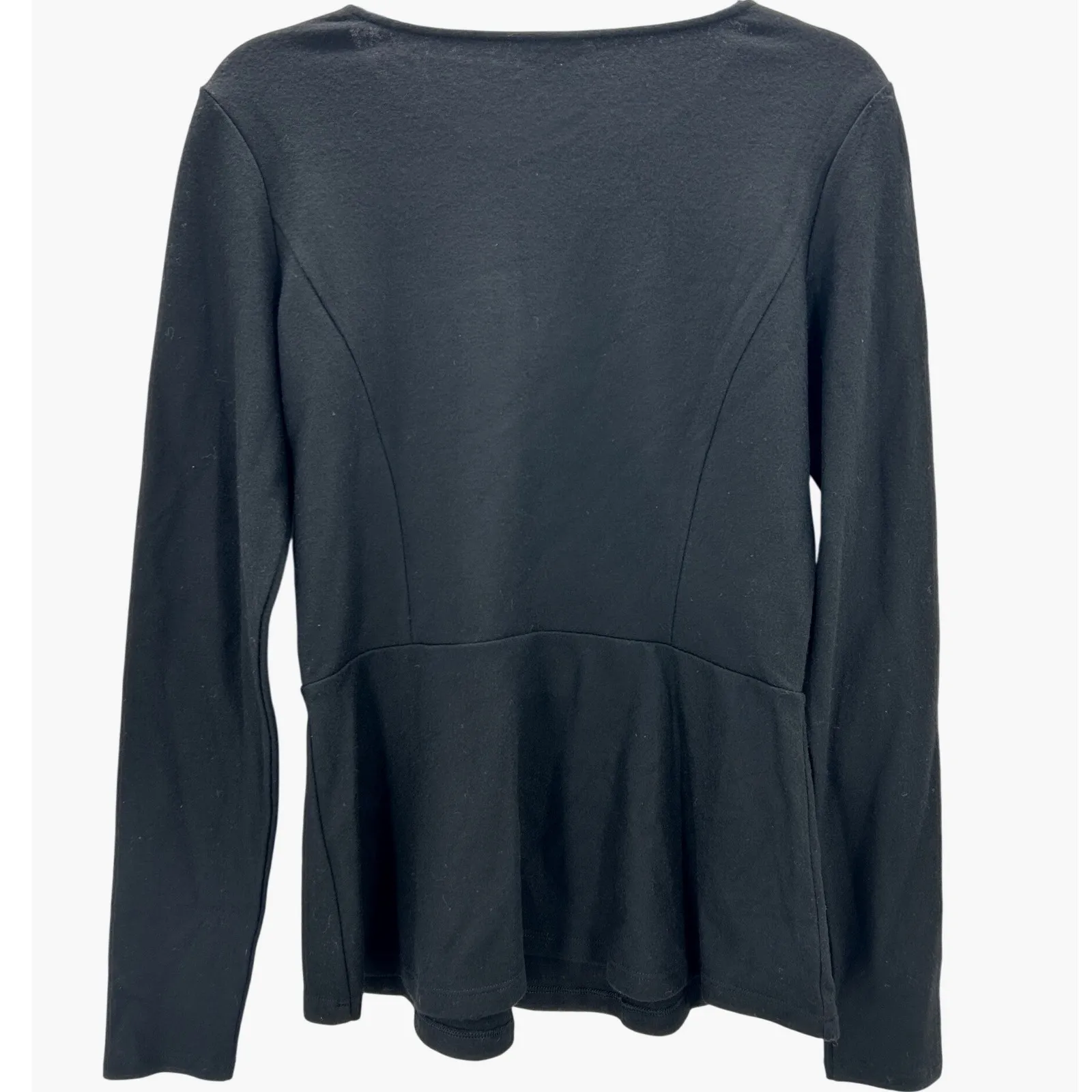 Theory Black  Peplum Wool Long Sleeve Sweater Top Women Size Large - Image 2