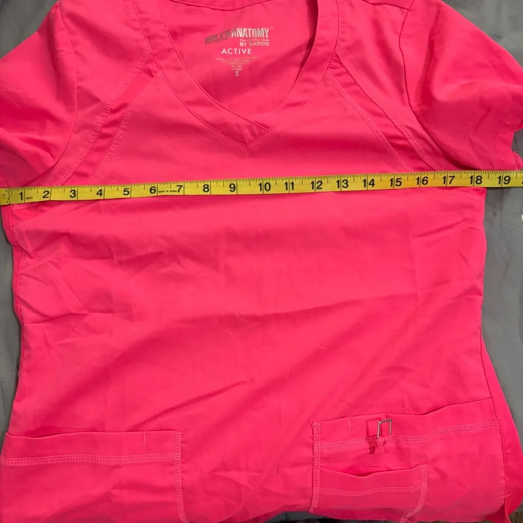 Hot Neon Pink Greys Anatomy Scrub Top Size Small Healthcare Nurse Hospital - Image 10