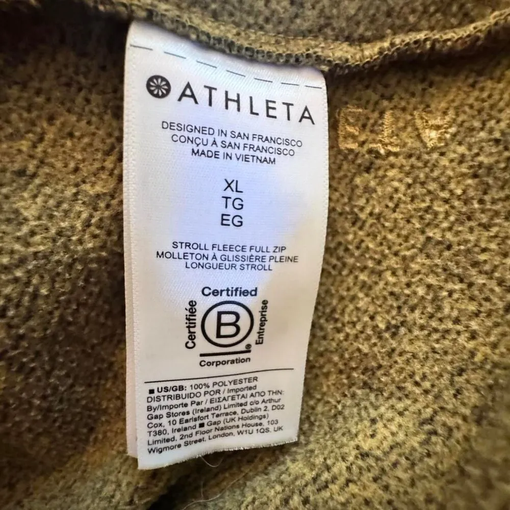 Athleta Women's Green Stroll Fleece Full zip Stand up Collar Jacket Size XL - Image 8