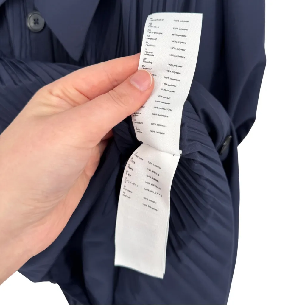 Maje Rocking Point Collar Puff Sleeve Mini Dress Navy Blue 40 Large Pleated - Image 9