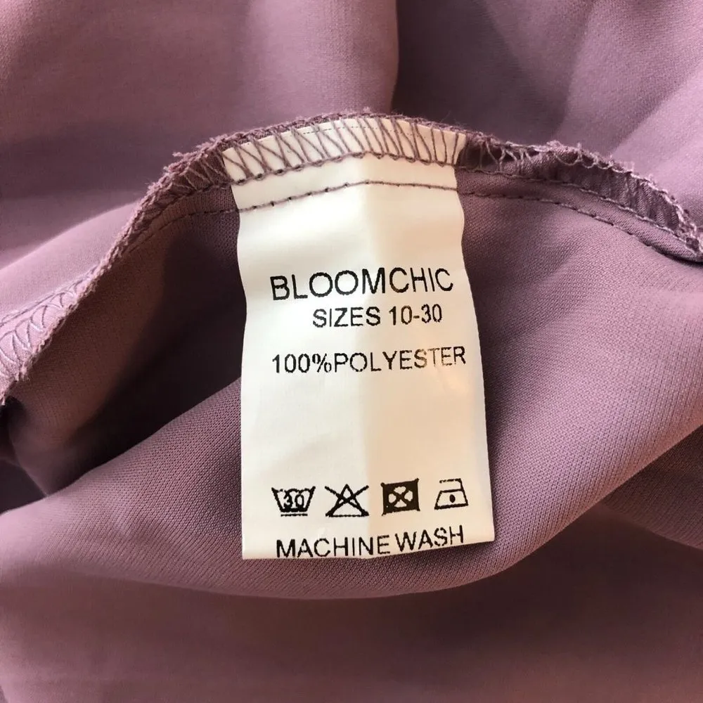 Bloomchic Knotted Tie 3/4 Sleeve V Neck Blouse Top Mauve Purple 28 - Image 7