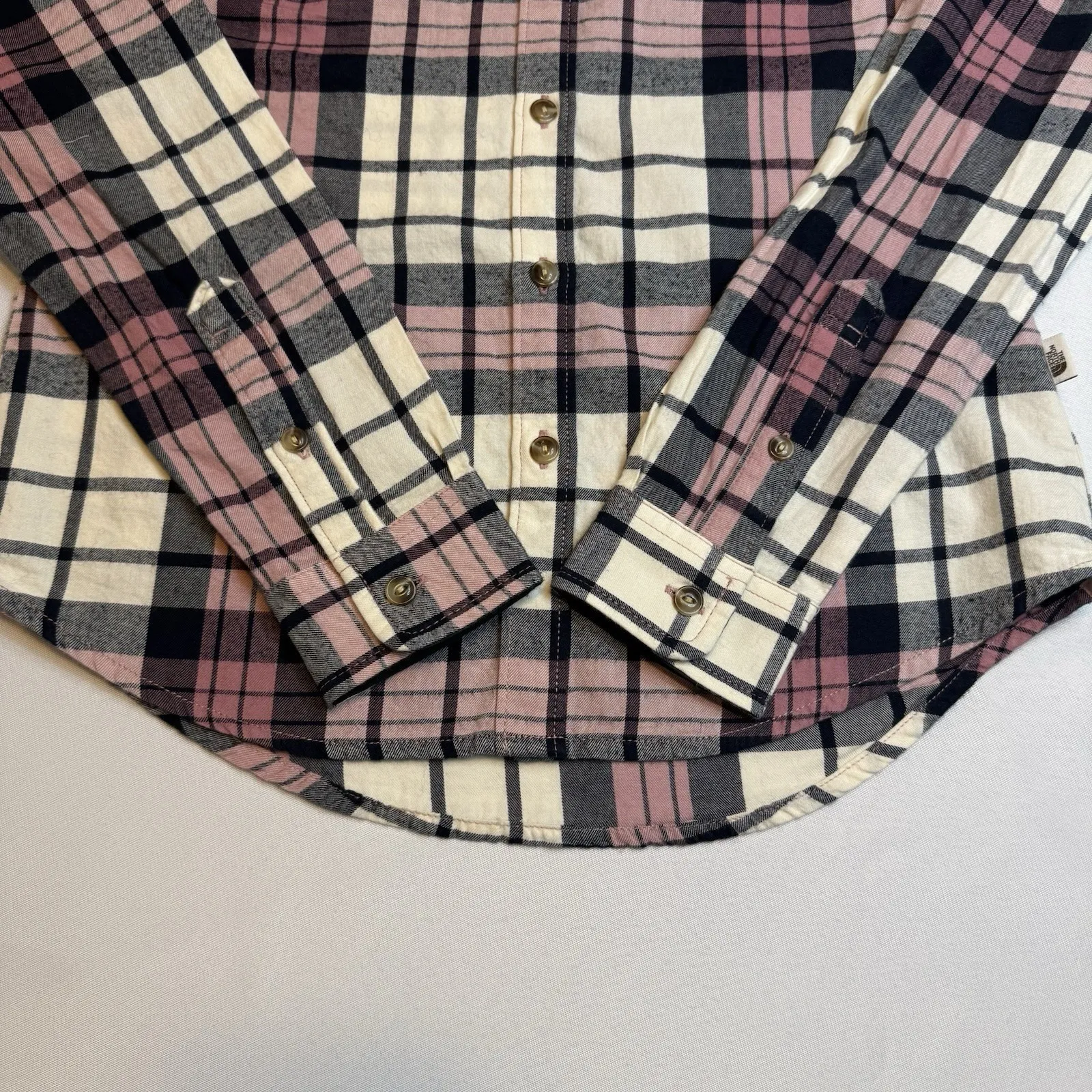 THE NORTH FACE Berkeley Pink Plaid Girlfriend Button-Up Shirt Long Sleeve Sz S # - Image 8