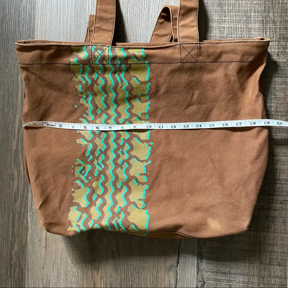 Vintage Y2K Marc Jacobs Brown & Green Canvas Tote Bag - Image 9