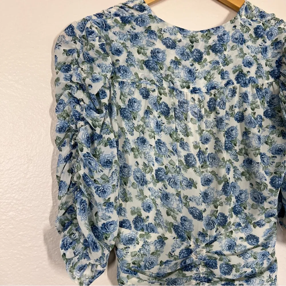 Mable Blue Floral Ruched Bodycon Mini Dress - Image 12