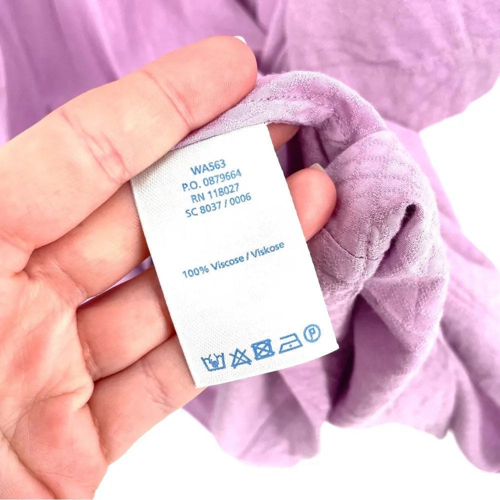 BODEN Lavender Daisy Cutout Short Sleeve Flowy Relaxed Keyhole Back Blouse Top Purple Size 18 - Image 6