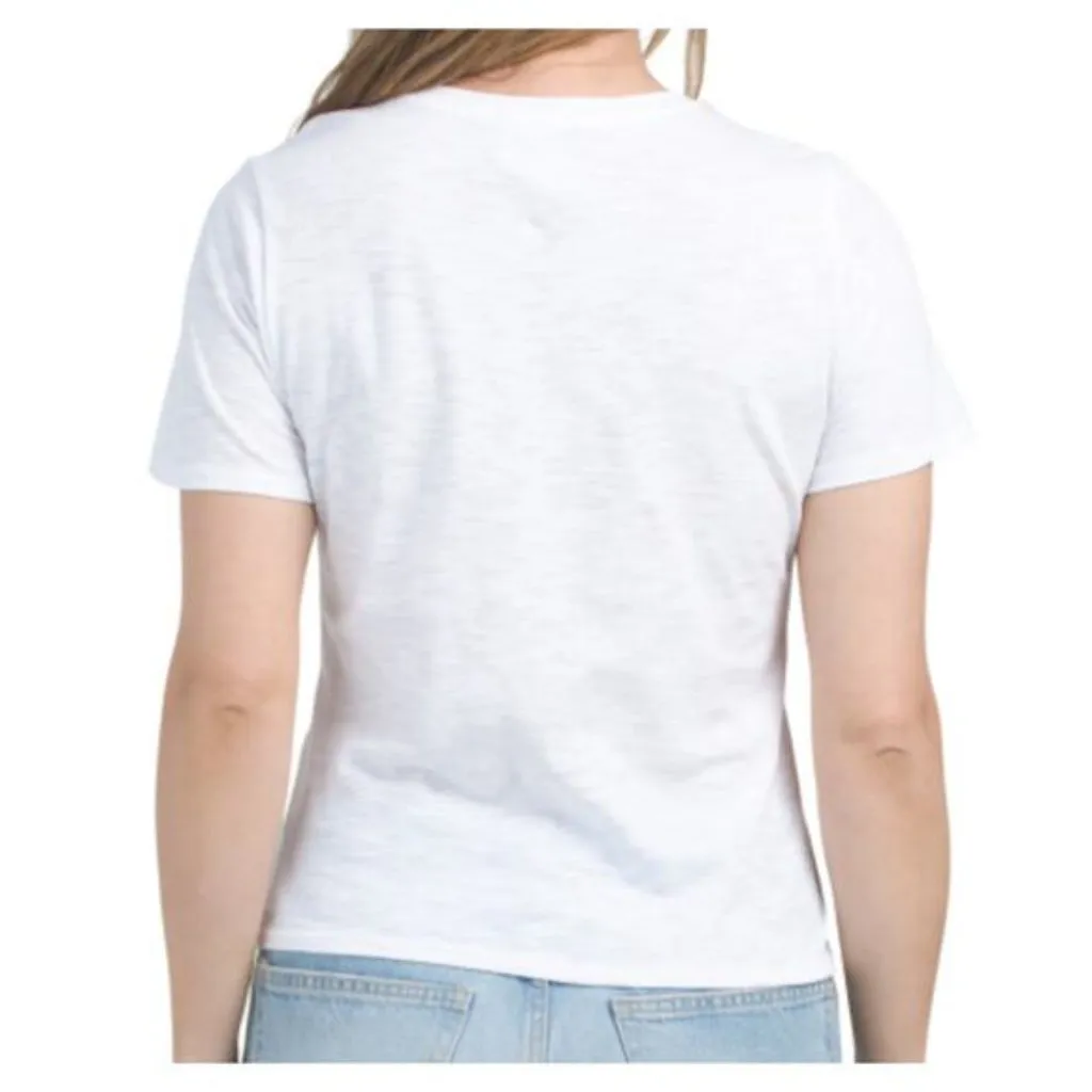 Cinq a Sept J'adore Heart Shrunken Tee M White Size M - Image 3