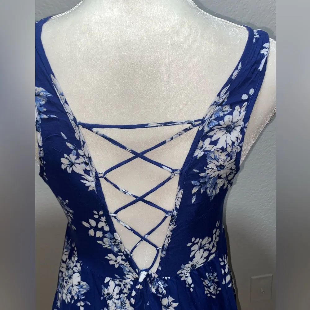 En Creme Blue Floral Mini Dress Lace Sz S - Image 3