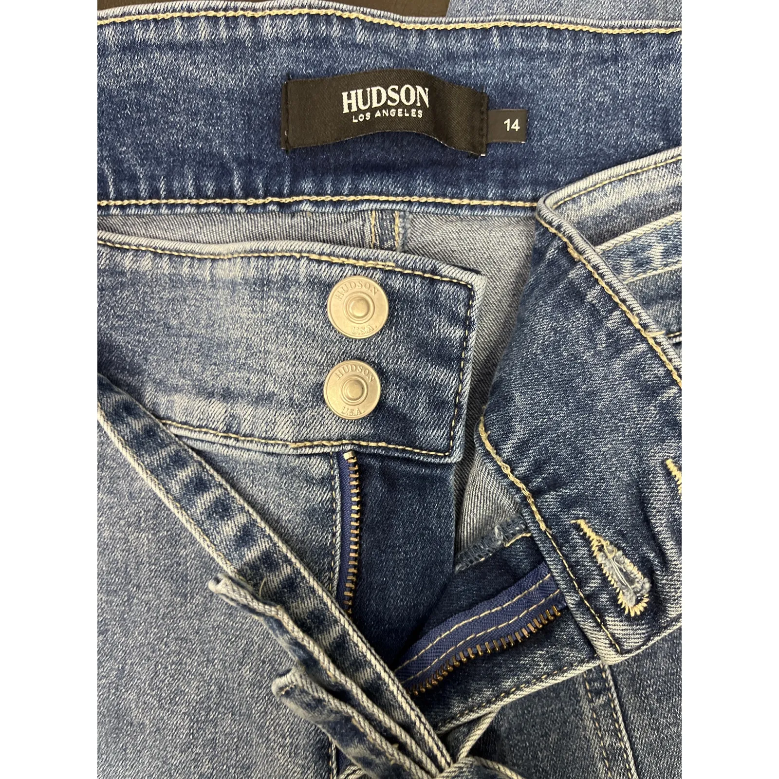 Hudson Utility Jeans Size 14 Paperbag Tie Waist Cropped Denim Wide Leg - Image 2