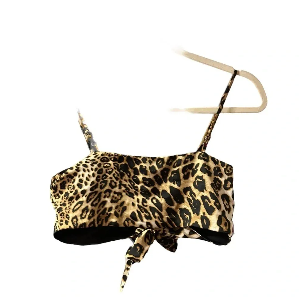 NWOT TIGER MIST ANIMAL PRINT TIE FRONT TOP - Image 2