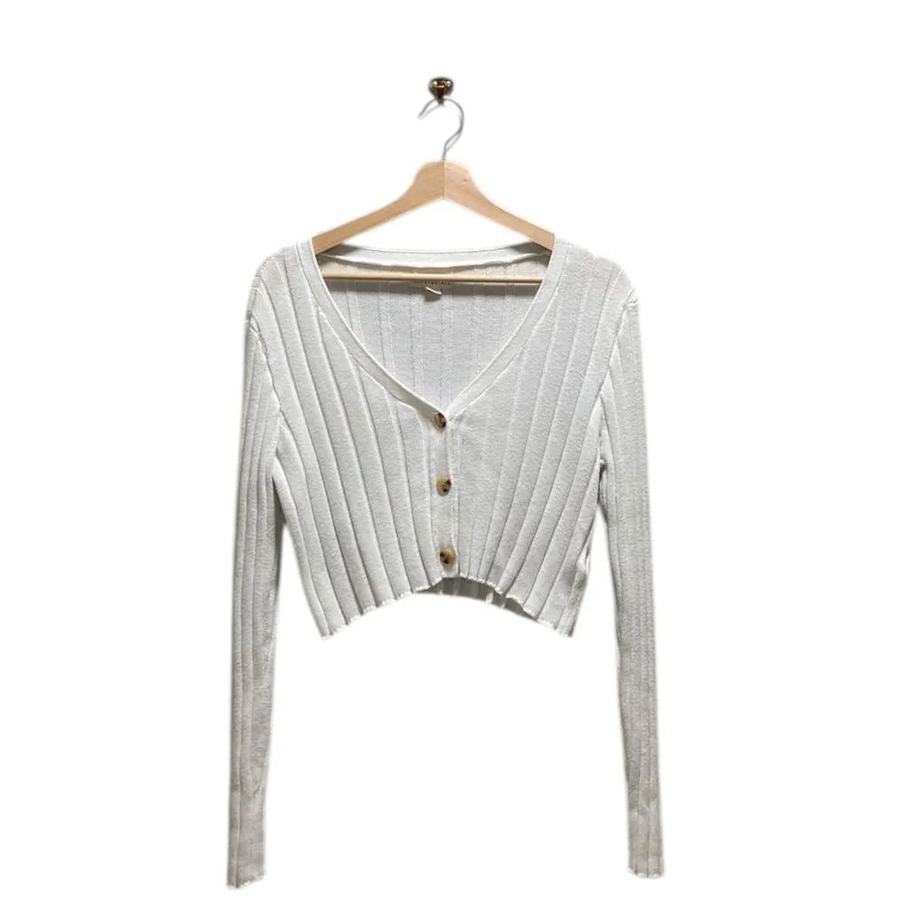 Aeropostale Ribbed Cardigan White Size L - Image 2