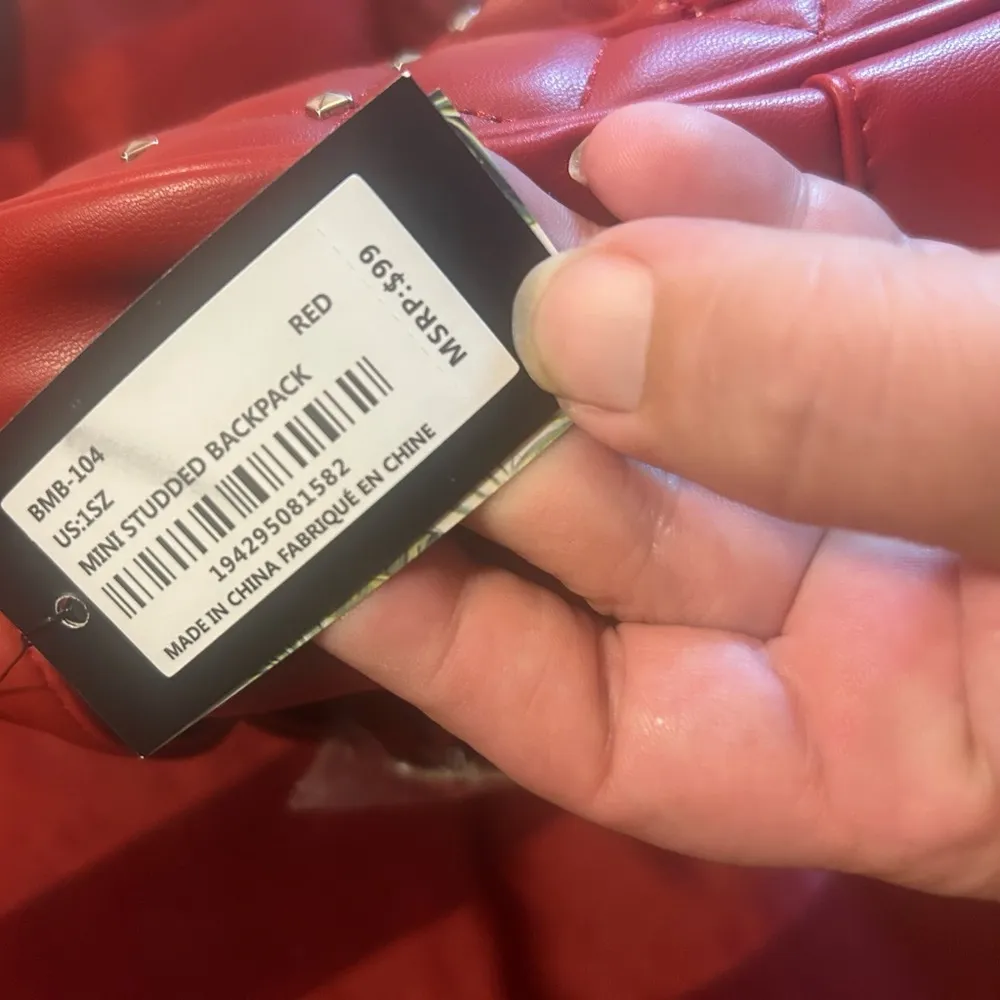 Badgley Mischka Red Quilted Backpack - Image 2