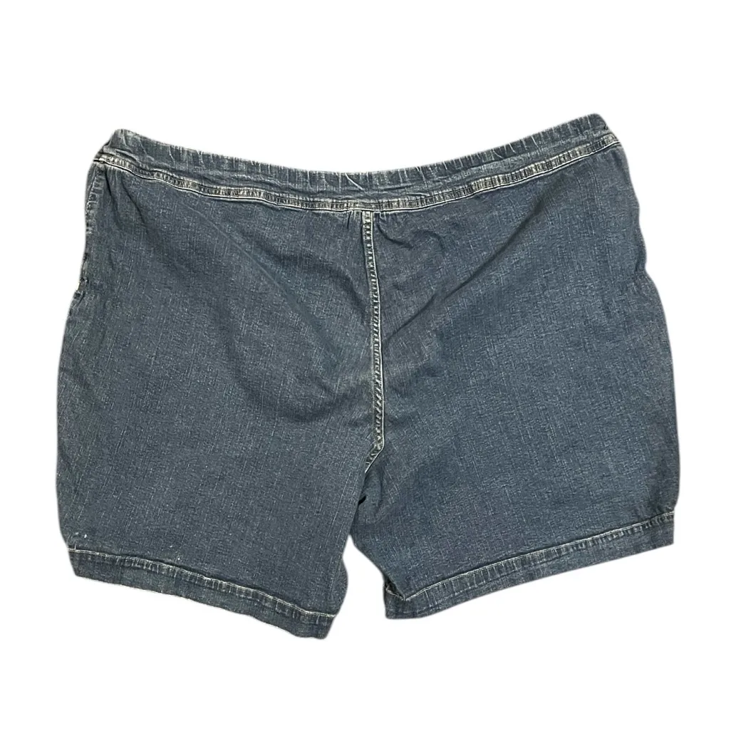Terra & Sky Plus Size Blue Denim Shorts with Front Pockets Pull on Style - Image 2