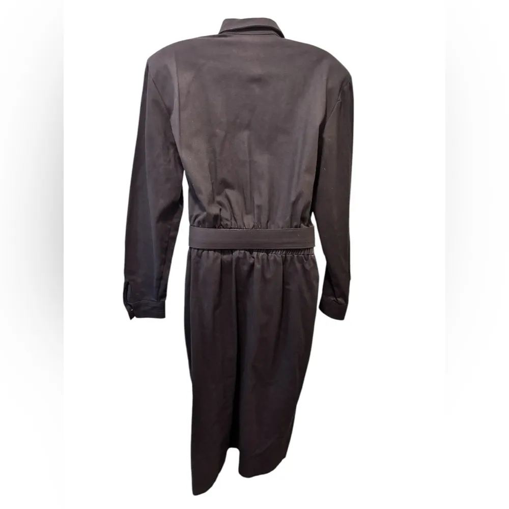 VTG 80’s MIDI Shirt Dress Black Sz 12 Western Cowgirl Gold Embellished Belted - Image 3