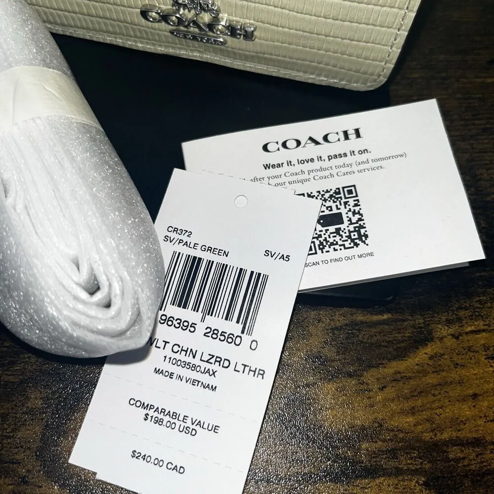 Coach Green Mini Wallet On A Chain Soft Leather NWT $198 - Image 8