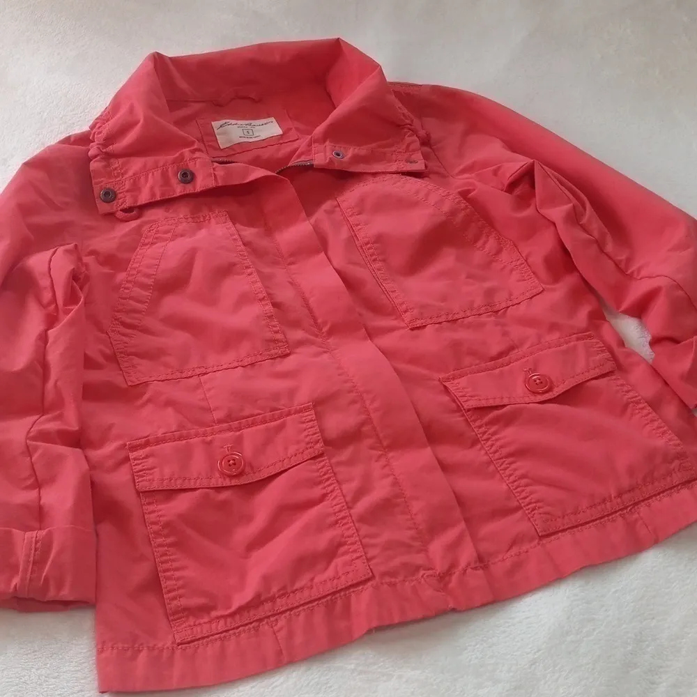 Eddie Bauer Coral Pink/Orange Lightweight Utility Cargo Roll Tab Jacket - Image 15