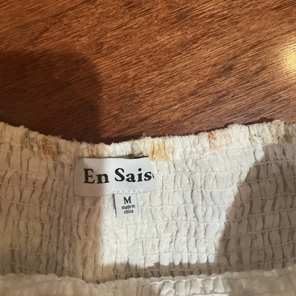 EN SAISON Eyelet Layered Ruffled Mini Skirt / Opposites Skirt Yellow Floral Sz M Size M - Image 4