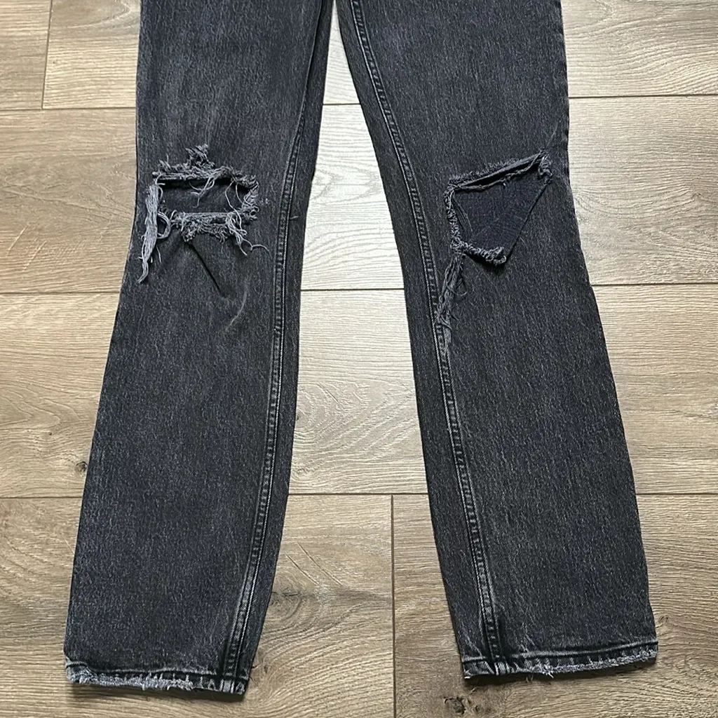 Abercrombie & Fitch 90's Straight Ultra High Rise Black‎ Stretch Ankle Jeans 25 - Image 3