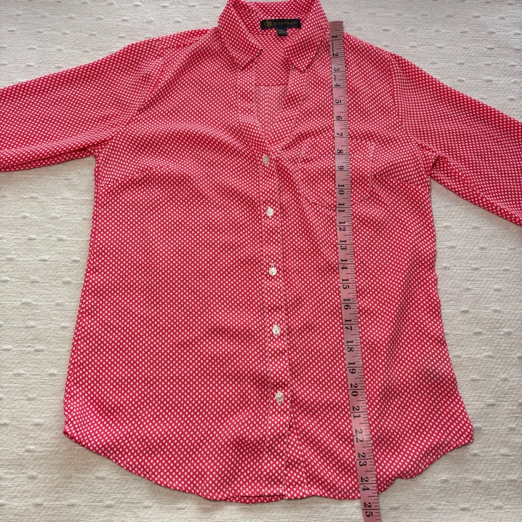 Outback Red Polka Dot Shirt Top Button Sleeve Size XS‎ - Image 6