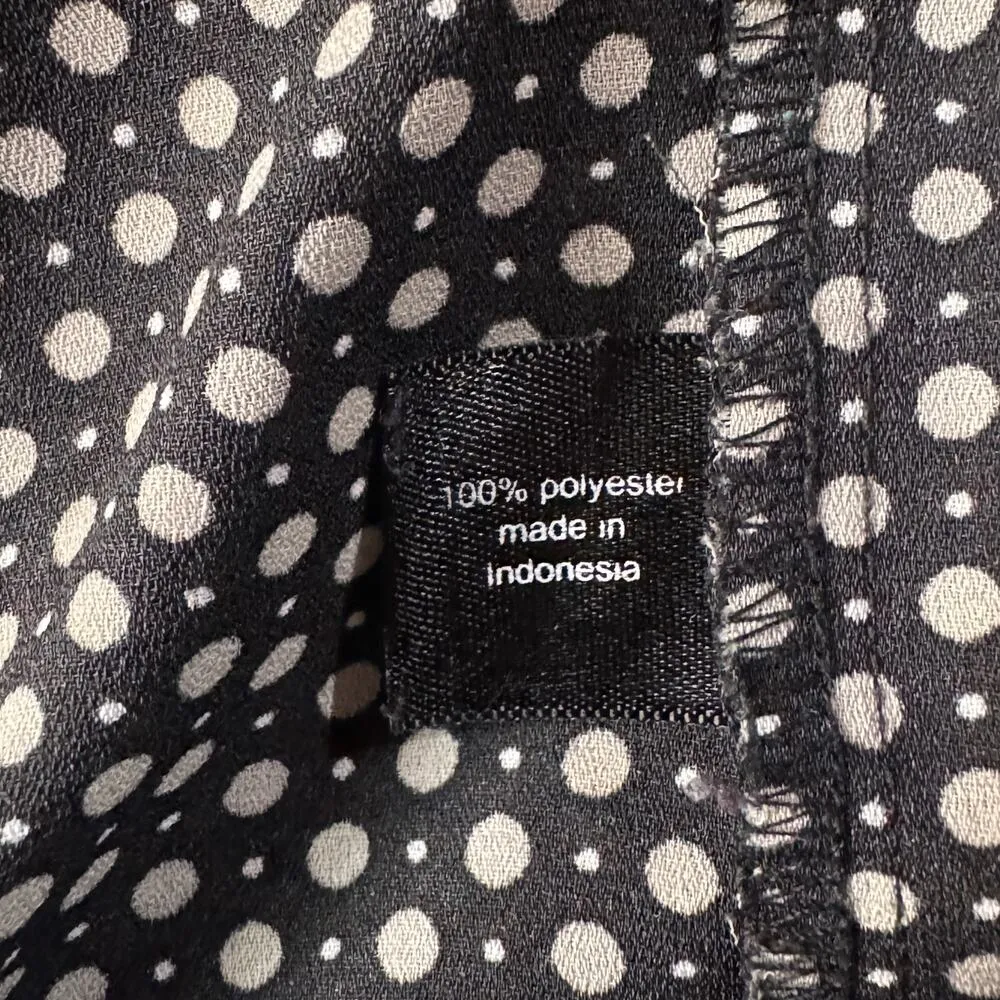 Lane Bryant SZ 18/20 Top Polka-Dot Partial Button-Up Hi-Low Hem Long Sleeves - Image 8