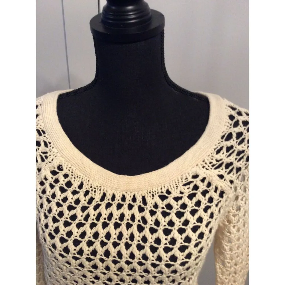 American Eagle Medium M Crocheted Open Weave Sweater Long Sleeve - Image 4