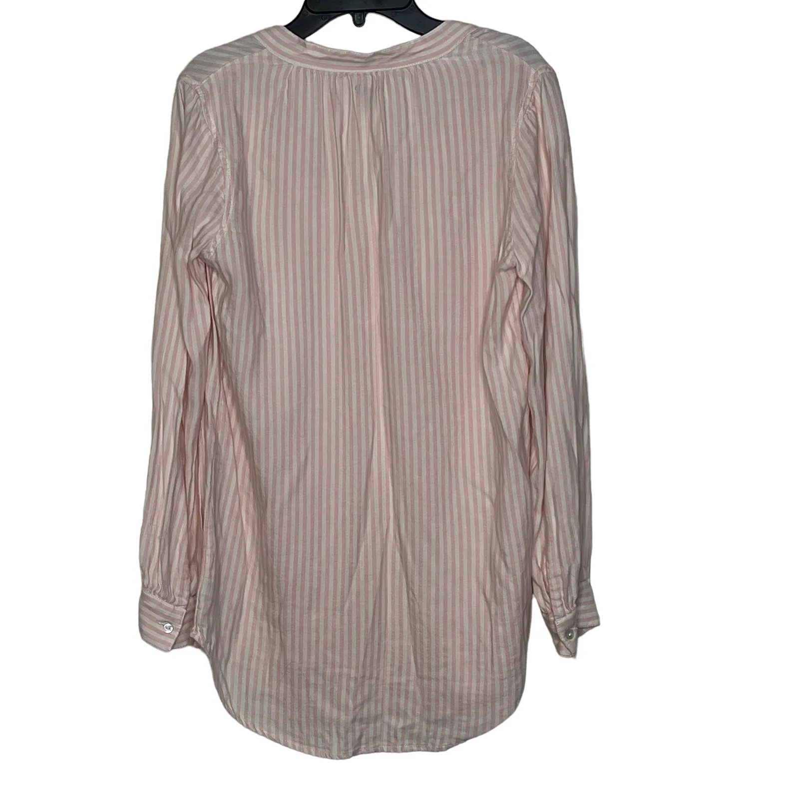 Aerie Womens Blouse Top Size XXS Pink White Striped Cotton Blend‎ Ruffled Womens - Image 5