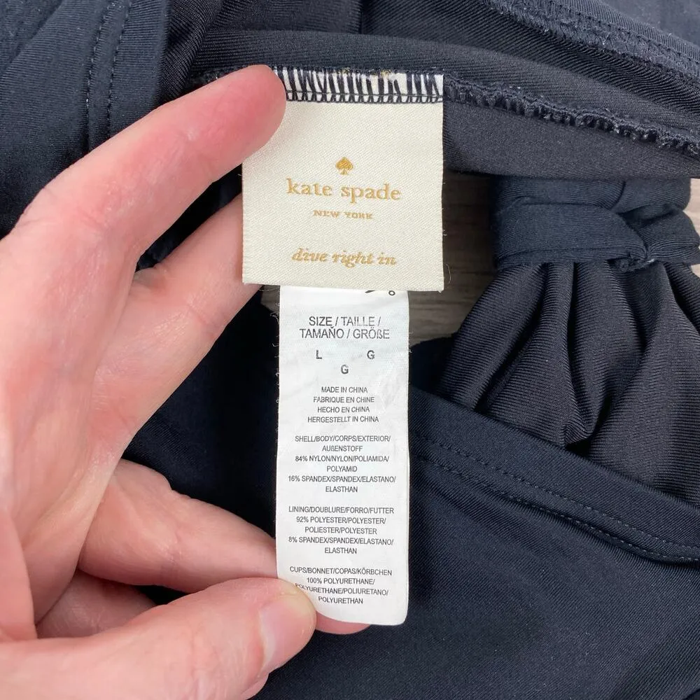 Kate Spade Black Scalloped Bandeau One Piece Swimsuit Sz.L - Image 9