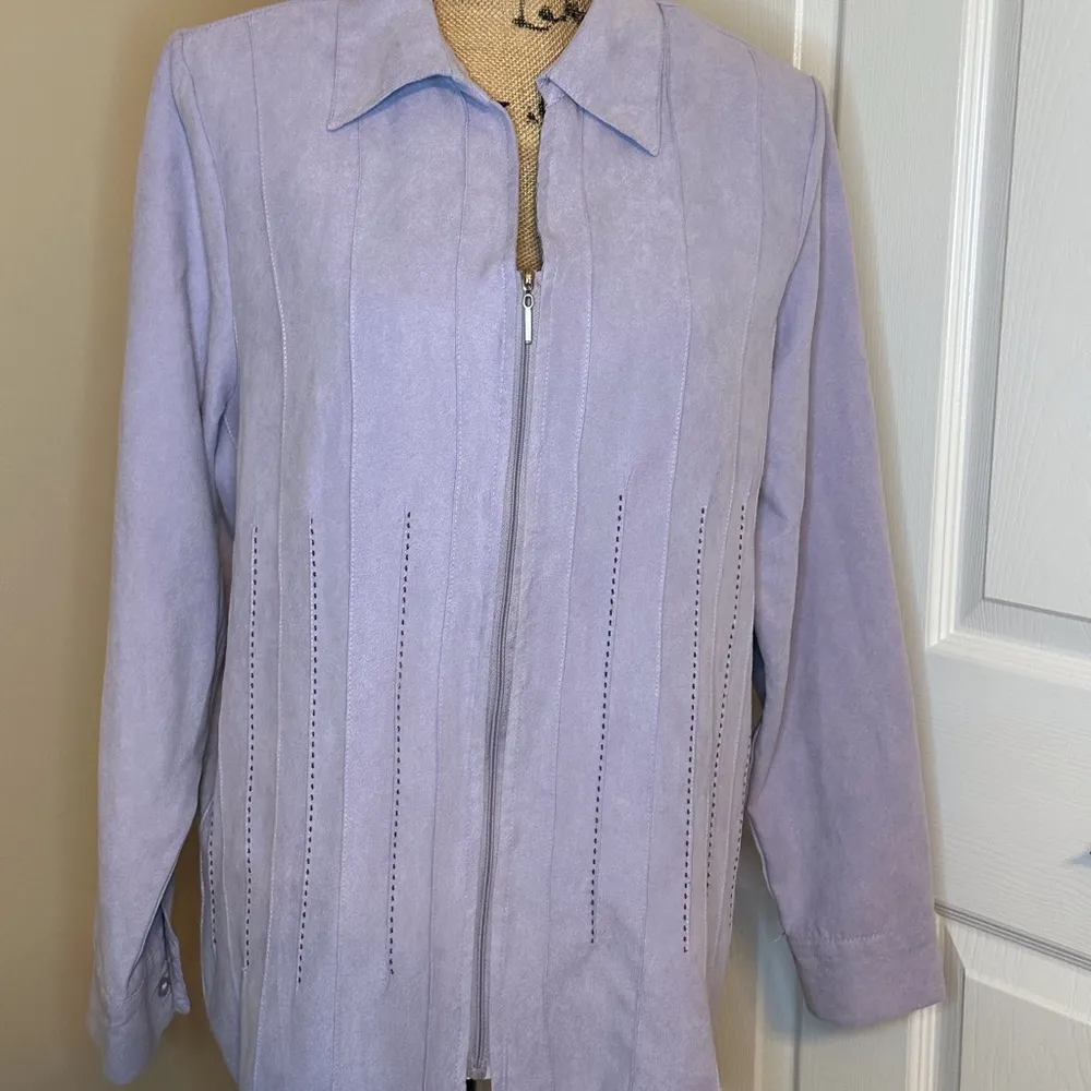 Women’s Faux Suede Zipper front Blouse Light Purple Size XL - Image 2
