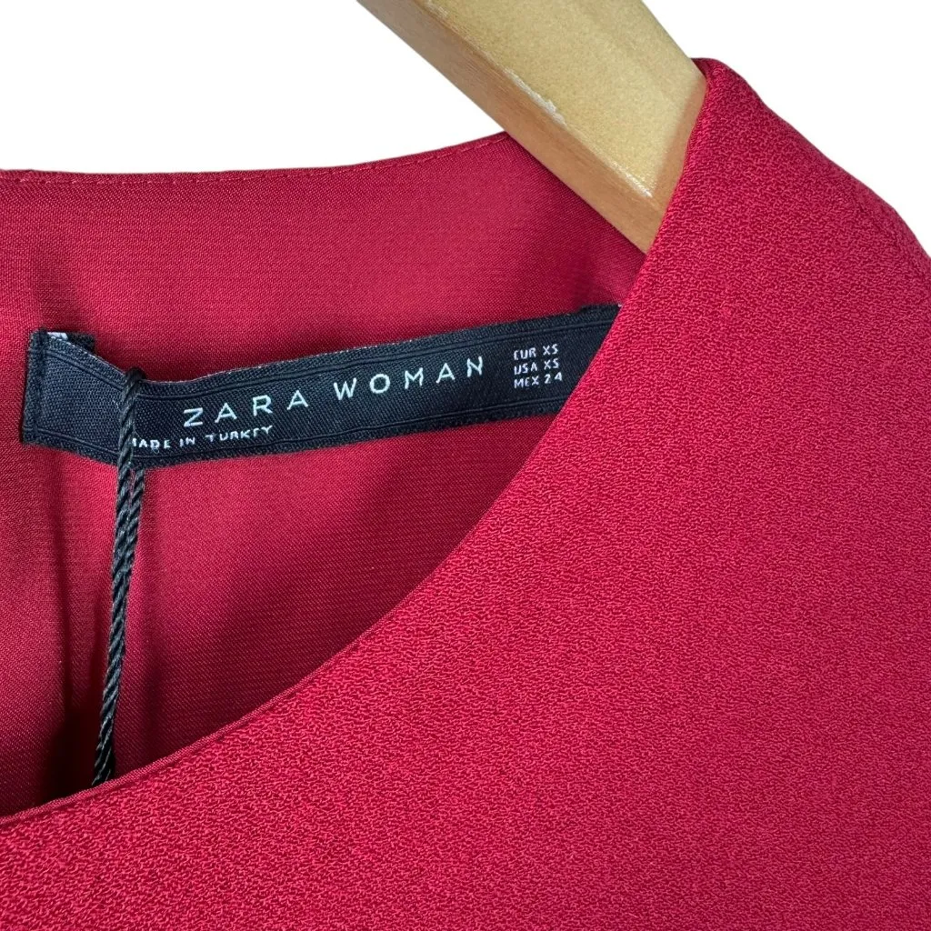 NWT Zara Woman Red Guipure Lace Trim Romper Size XS - Image 7