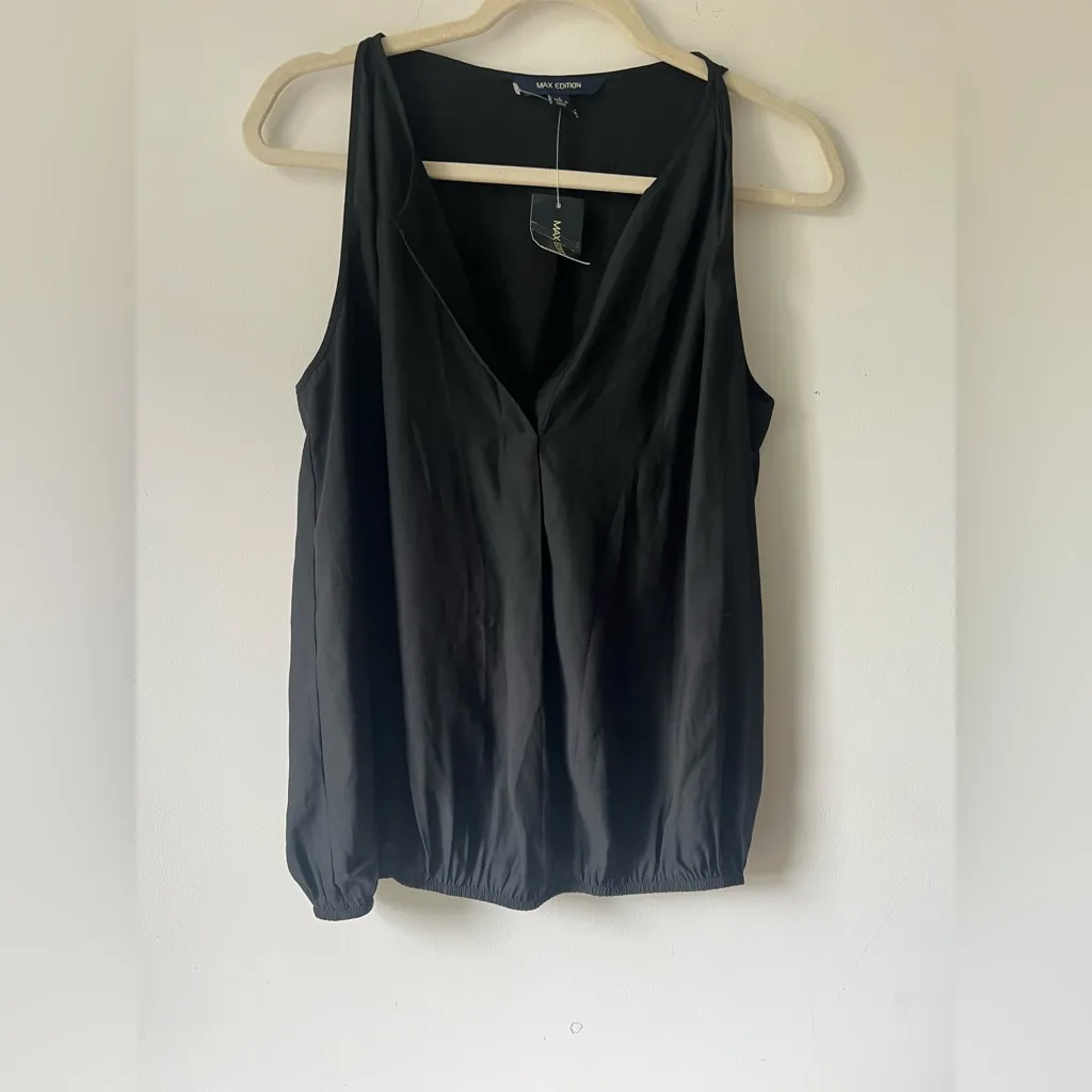 Max Edition Women’s Black Sleeveless V-Neck Top NWT Size L - Image 2
