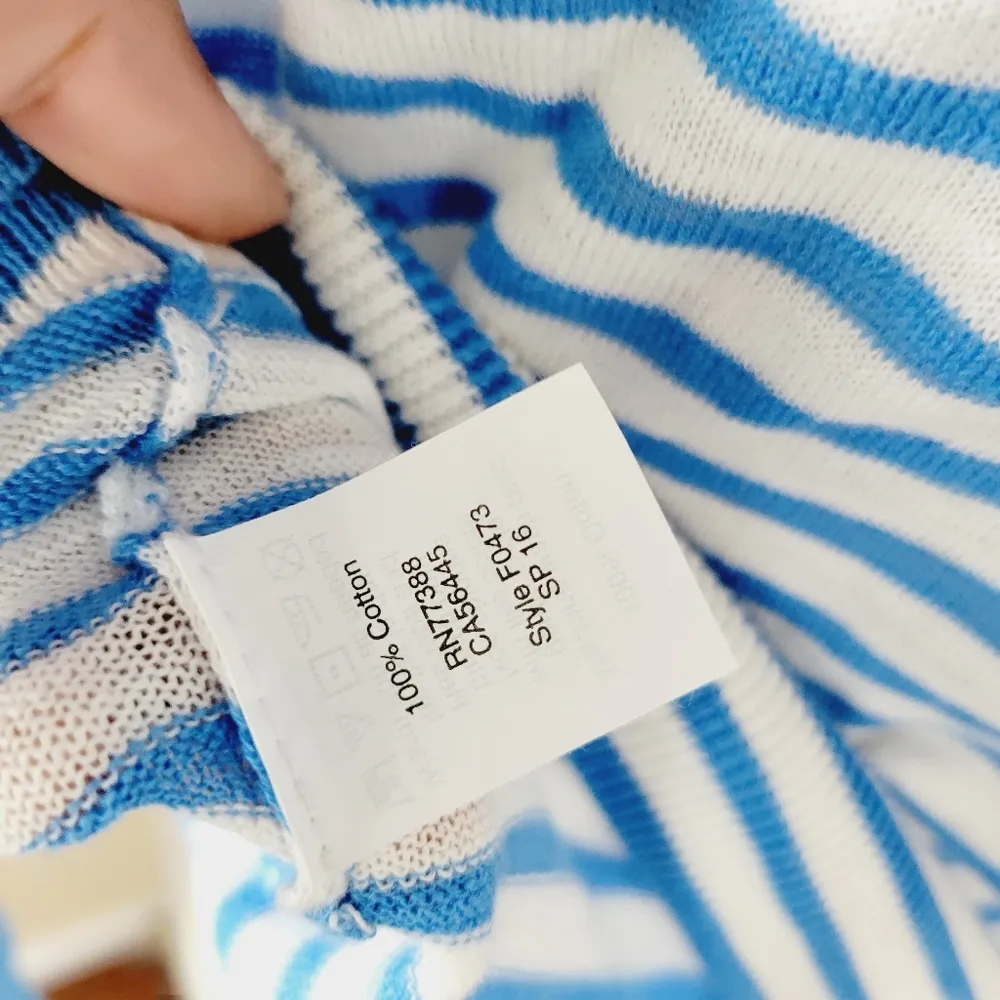 J. Crew Factory blue white striped boatneck long sleeve sweater size medium - Image 7