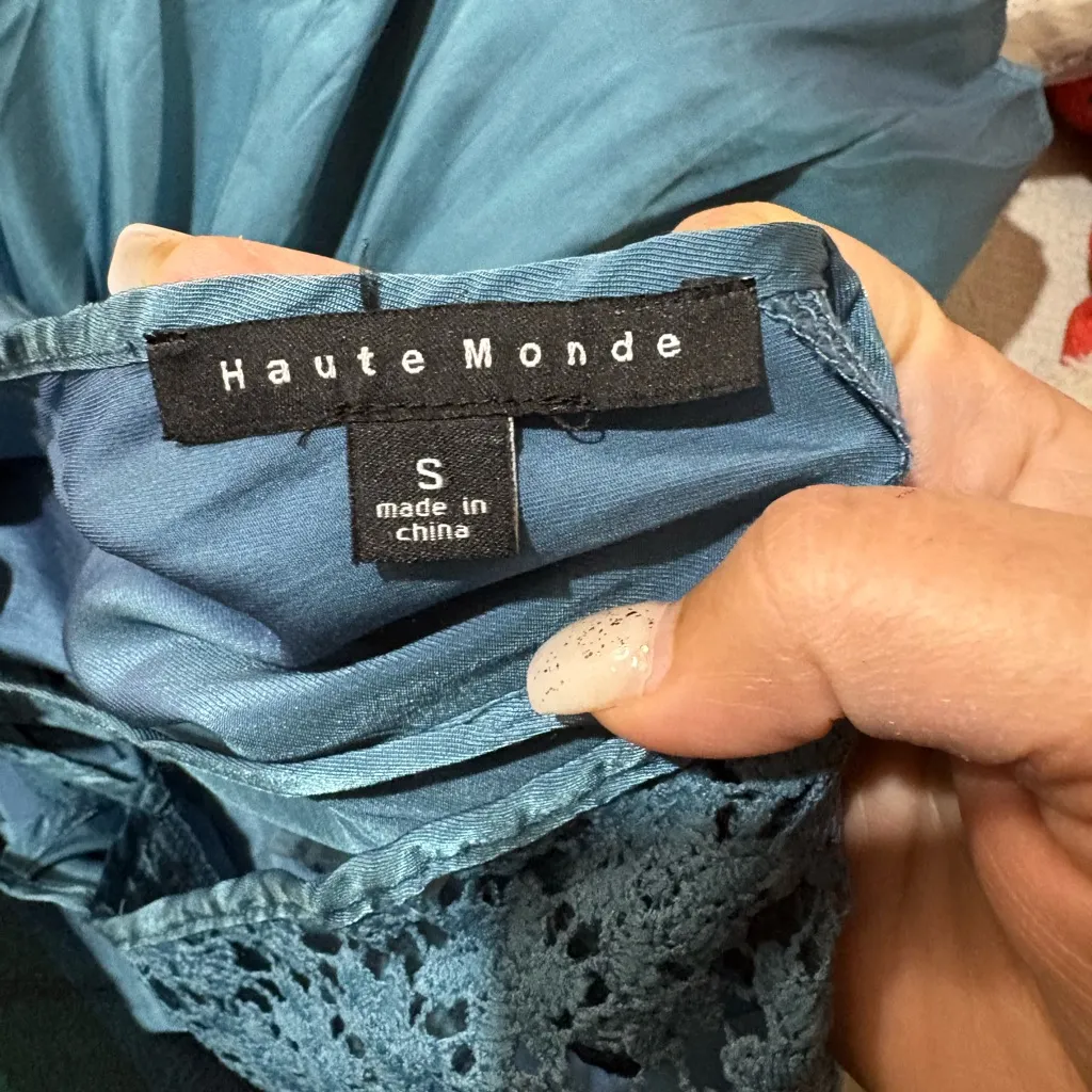 Haute Monde turquoise blue Long Sleeve Blouse - Image 7