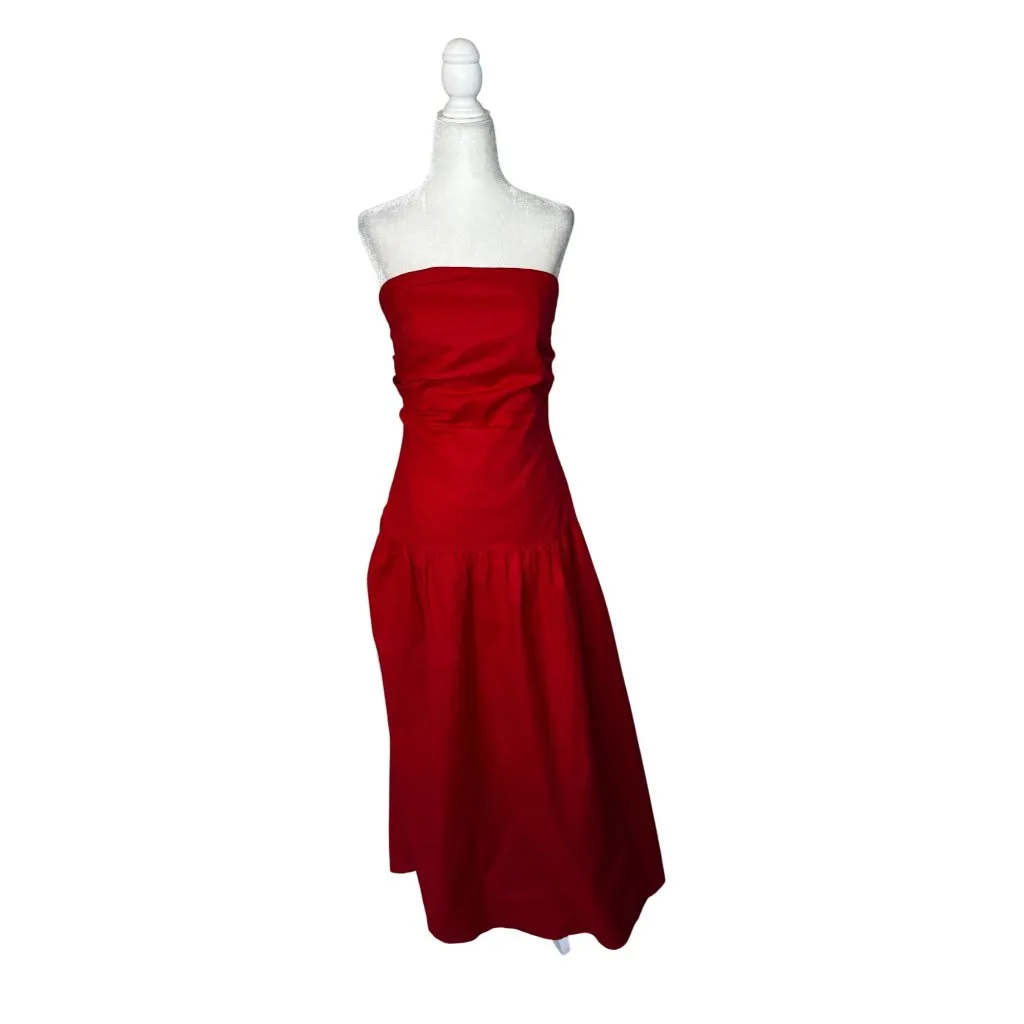 SNDYS Stella Maxi Dress in Red Large New Womens Strapless Casual Gown - Image 4