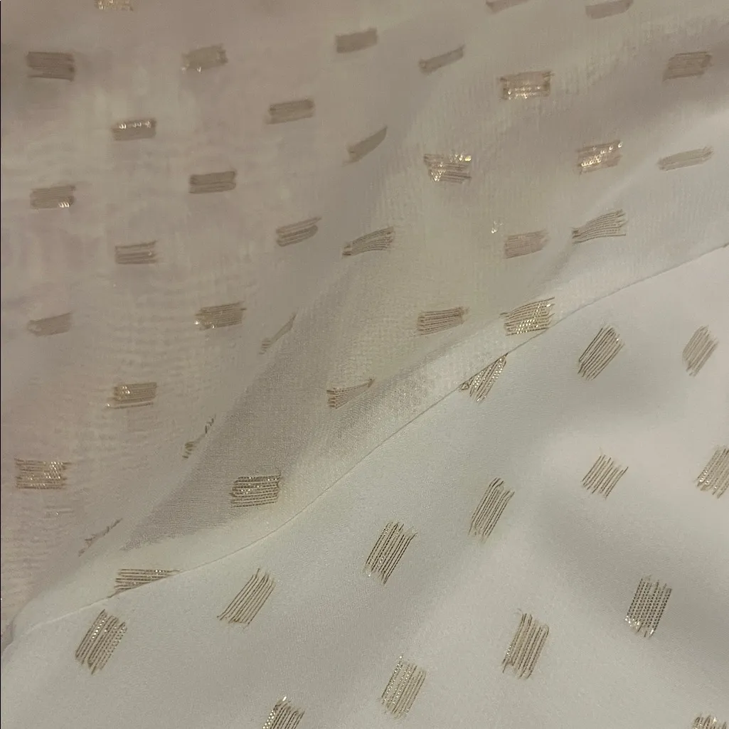 Buddy Love White and Gold Blouse sheer sleeves small like new. Lined - Image 4