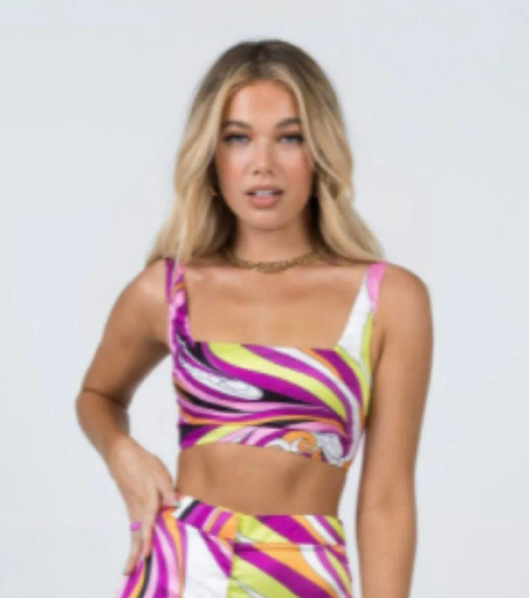 Nellie Retro Marble Print Silky Satin Crop Top 6 - Image 3