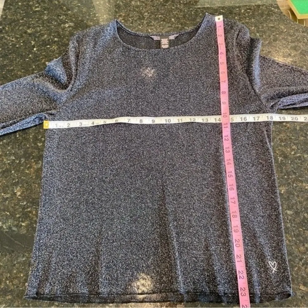 Victorias Secret Glitter Mesh Sheer Sparkly Metallic Long Sleeve Top Size Large - Image 3