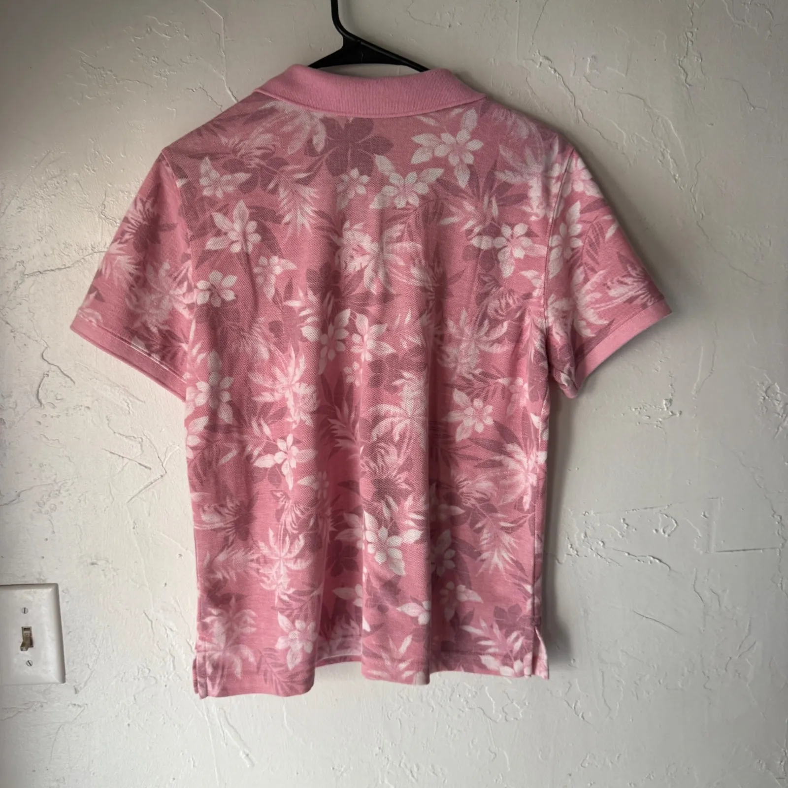LL Bean Vintage 90s Womens Pink Floral Short Sl Polo Shirt M Vacation Hawaiian Size undefined - Image 6